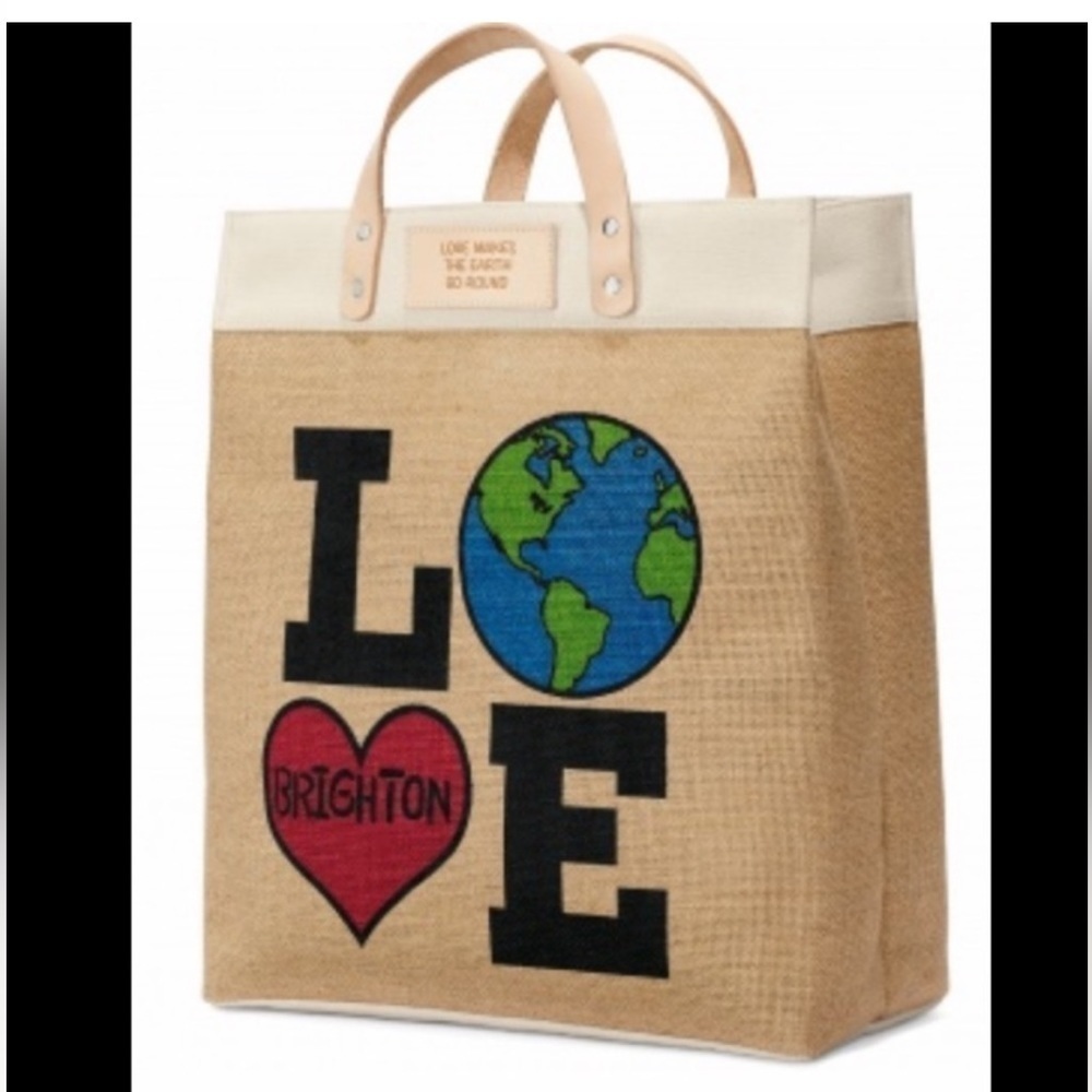 BRIGHTON LOVE The Earth Day Natural Jute Shopper Tote Bag - Picture 3 of 8